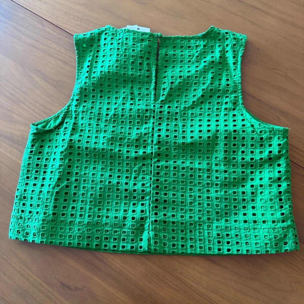 kate spade Vibrant Green Eyelet Sleeveless Tank